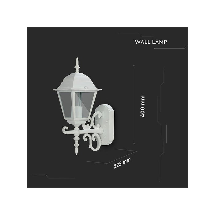 Lampada Da Parete Lanterna Giardino Attacco E27 Garden Wall Lamp IP44 Colore Bianco Modello Classico SKU-7520
