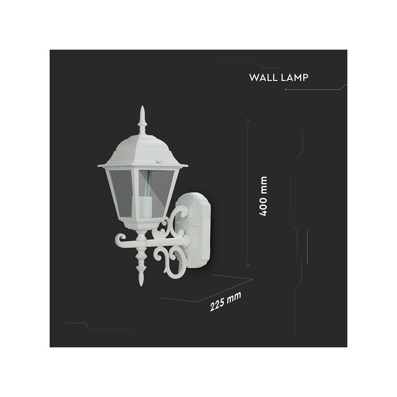 Lampada Da Parete Lanterna Giardino Attacco E27 Garden Wall Lamp IP44 Colore Bianco Modello Classico SKU-7520