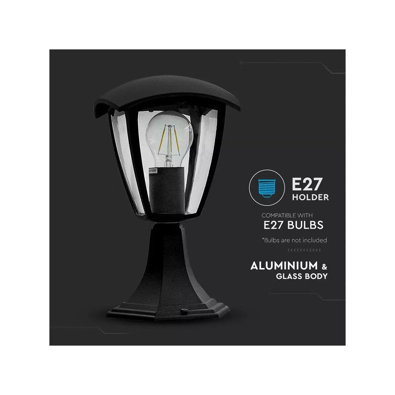 Lampada Da Terra Per Giardino Esterno IP44 Altezza 300mm Attacco E27 Garden Lamp Colore Nero SKU-7057