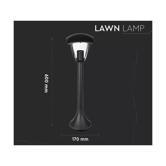 Lampada Da Terra Per Giardino Esterno IP44 Altezza 600mm Attacco E27 Garden Lamp Colore Nero SKU-7059