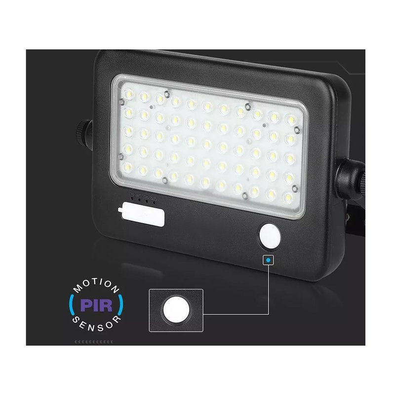 Lampada Faro Led Con Pannello Solare 10W 1100LM 4000K Doppio Sensore PIR Base Inclinabile IP65 SKU-8674