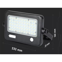 Lampada Faro Led Con Pannello Solare 10W 1100LM 4000K Doppio Sensore PIR Base Inclinabile IP65 SKU-8674