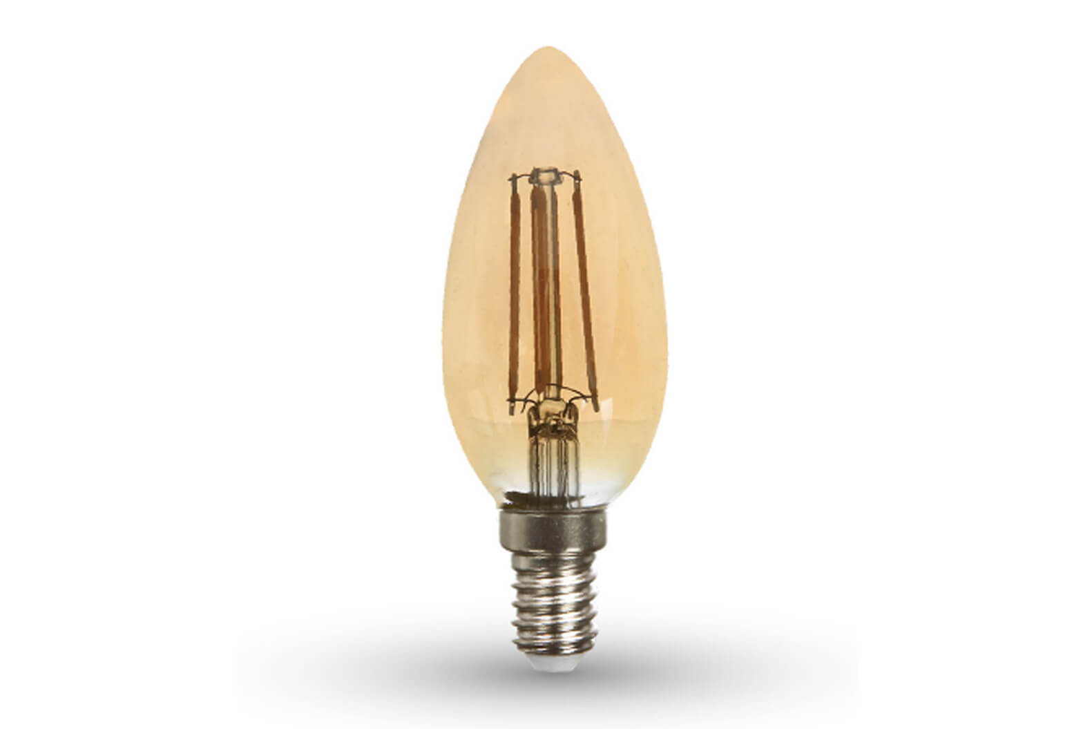 Lampada Filo Led a Filamento E14 C35 4W=35W Bianco Caldo 2200K Amber Candela A Goccia Oliva SKU-7113