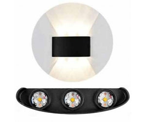 Lampada LED COBx6pcs up/down da parete alluminio nero wall light 4000K IP54