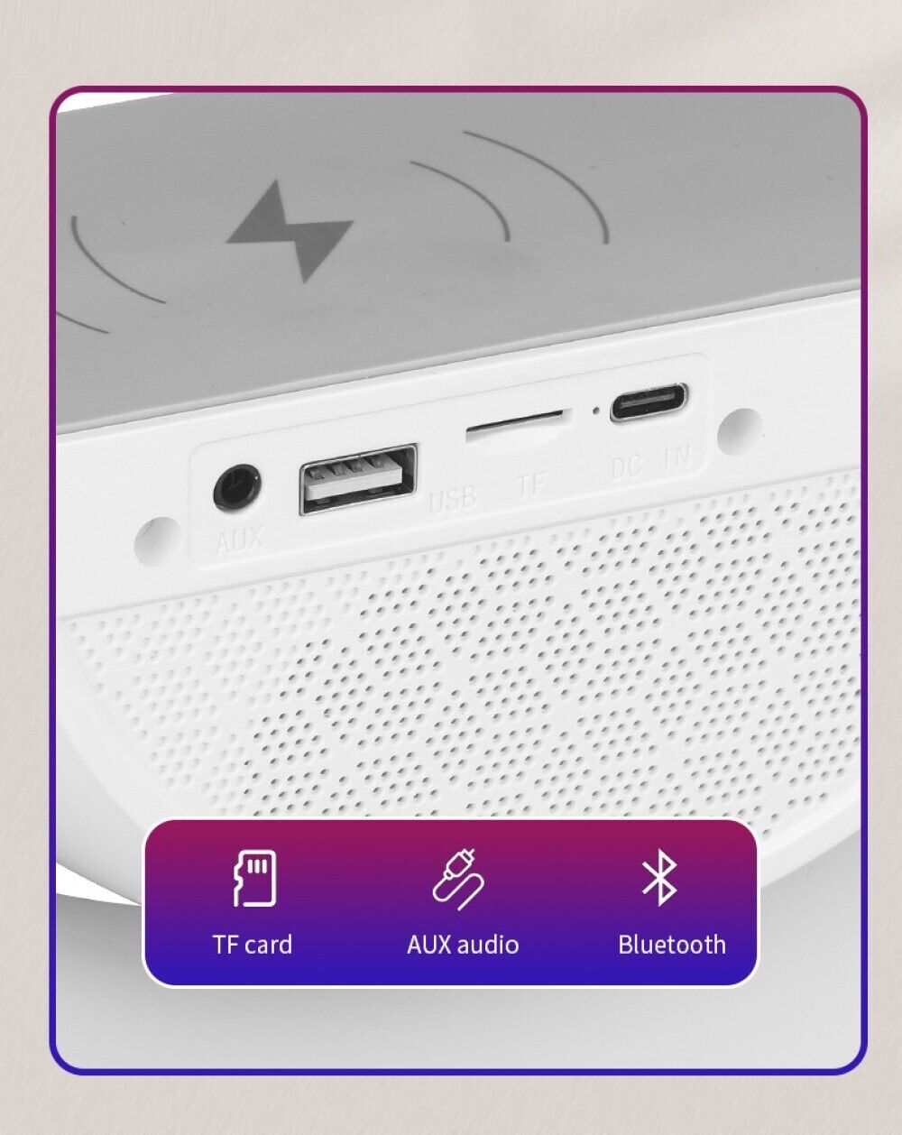 Lampada LED RGB con ricarica wirelless bluetooth Speaker Ricaricabile radio fm