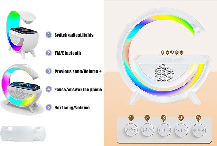 Lampada LED RGB con ricarica wirelless bluetooth Speaker Ricaricabile radio fm
