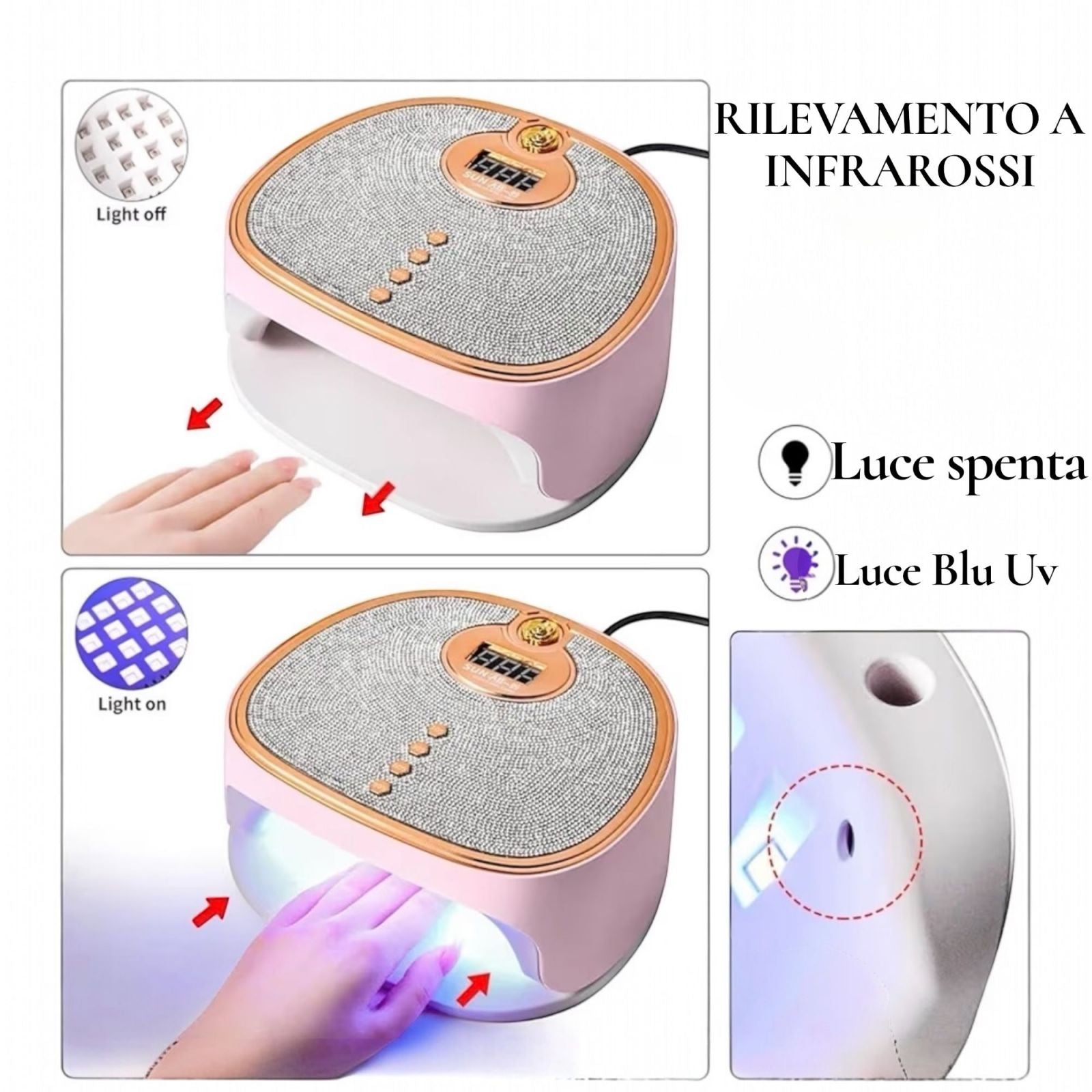 Lampada LED UV 288W  45 LED 4 Timer Asciugatura Rapida colore casuale  681584