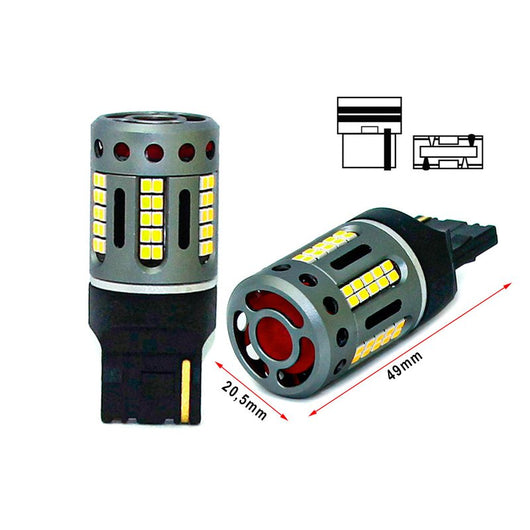 Lampada Led 7440 T20 W21W 100% Canbus 12V 21W Effettiva Bianco 6000K Con Ventola In Testa