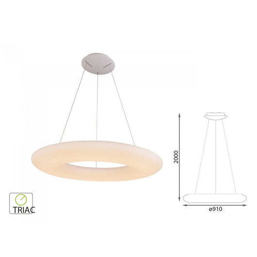 Lampada Led A Sospensione Design Moderno Rotonda Colore Bianco Diametro 910mm 105W 3000K Dimmerabile Triac Dimmer SKU-40101
