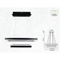 Lampada Led A Sospensione Rettangolare Colore Nero Doppio Anello 600X300mm 400X200mm 3000K 100W Dimmerabile Triac Dimmer SKU-3987