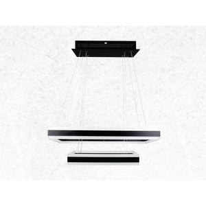 Lampada Led A Sospensione Rettangolare Colore Nero Doppio Anello 600X300mm 400X200mm 3000K 100W Dimmerabile Triac Dimmer SKU-3987