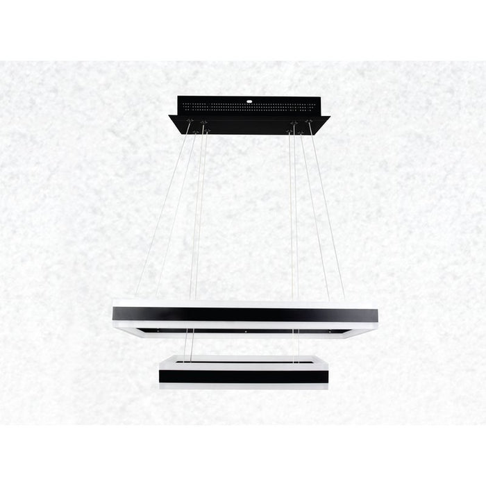 Lampada Led A Sospensione Rettangolare Colore Nero Doppio Anello 600X300mm 400X200mm 3000K 100W Dimmerabile Triac Dimmer SKU-3987