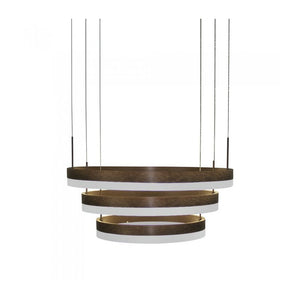 Lampada Led A Sospensione Rotonda Colore Caffe Marrone Tripli Anelli Diametro 600mm 500mm 400mm 3000K 80W Dimmerabile Triac Dimmer SKU-3991