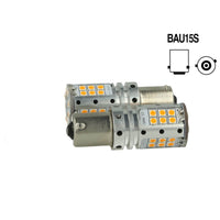 Lampada Led BAU15S PY21W Canbus 12V 25W Reale Arancione Piedi Storti Per Frecce No Errore 32 Smd 3030