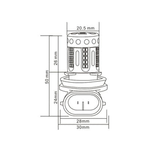 Lampada Led H8 H11 12V 21W Canbus Bianco Con Ventola In Testa Per Luce Fendinebbia