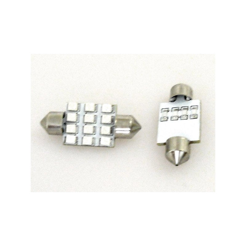 Lampada Led Siluro T11 C5W 37mm 12 Smd Colore Blue 12V Luci Targa e Lettura