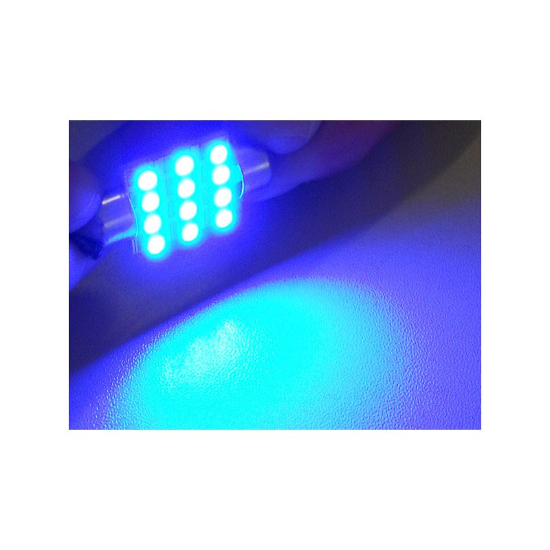 Lampada Led Siluro T11 C5W 37mm 12 Smd Colore Blue 12V Luci Targa e Lettura