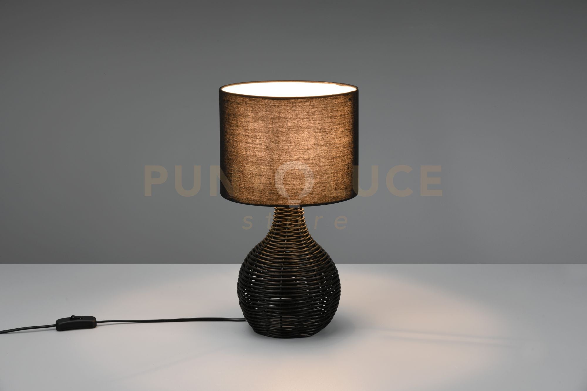 Lampada SPROUT in sisal  H.39,5cm e paralume nero opaco  R51291002