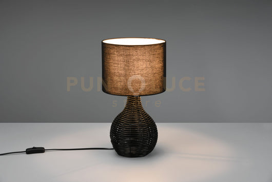 Lampada SPROUT in sisal  H.39,5cm e paralume nero opaco  R51291002