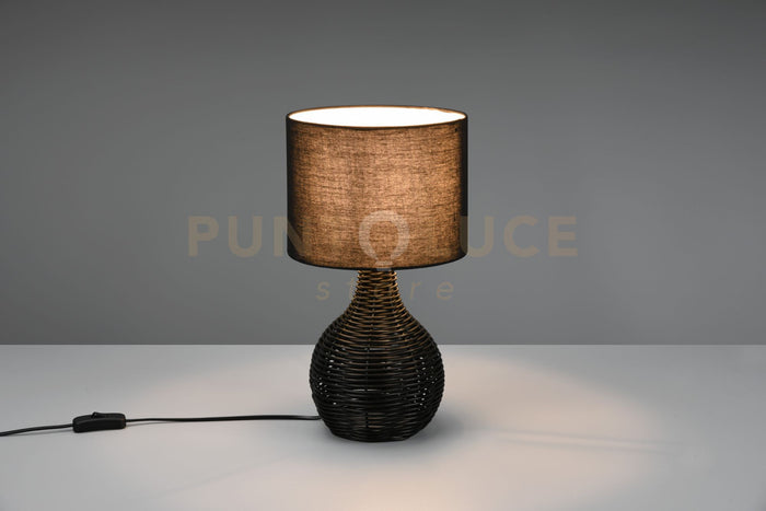 Lampada SPROUT in sisal  H.39,5cm e paralume nero opaco  R51291002