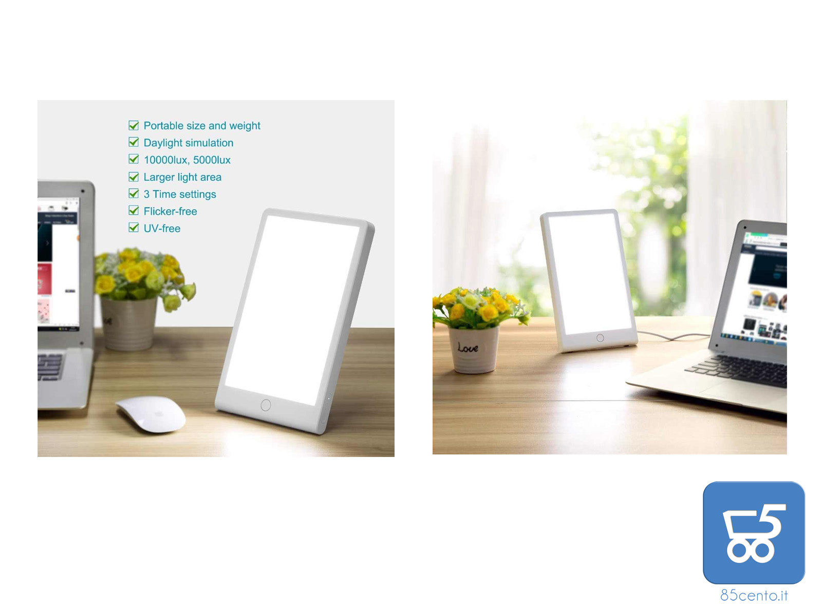 Lampada Tablet per Terapia della Luce Naturale 5500K 5W e 10W Casa Lavoro Touch Timer