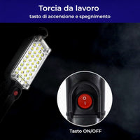 Lampada Torcia Lavoro Base Calamitata Portatile 34 LED ricaricabile 37606