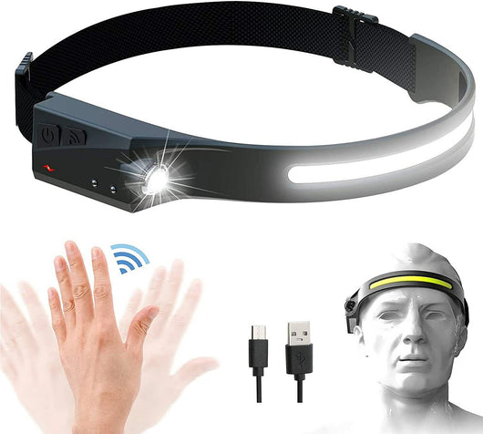 Lampada Torcia frontale ricaricabile a LED COB 350LM con sensore di movimento