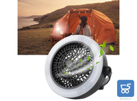 Lampada Ventilatore da Campeggio 2 in 1 con Maniglia e Gancio Portatile 12 LED USB