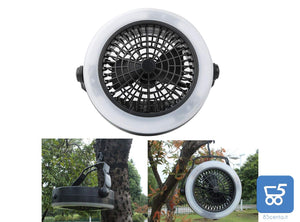 Lampada Ventilatore da Campeggio 2 in 1 con Maniglia e Gancio Portatile 12 LED USB