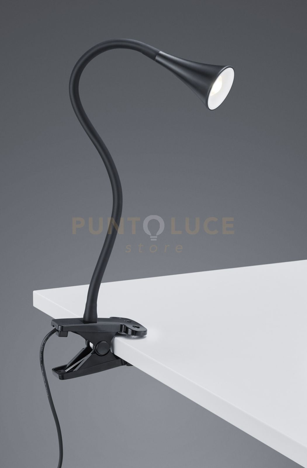 VIPER LAMPADA DA STUDIO LED 3W 400lm, 3000K FLESSIBILE CON PINZA NERA H. 35CM