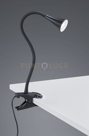 VIPER LAMPADA DA STUDIO LED 3W 400lm, 3000K FLESSIBILE CON PINZA NERA H. 35CM