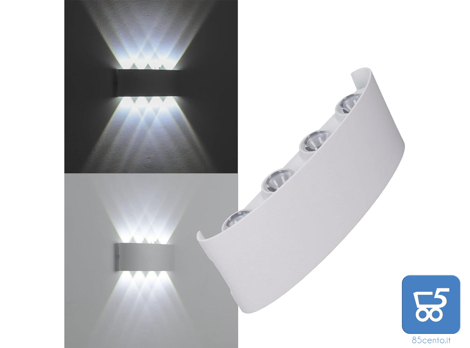 Lampada da Parete a LED Applique 6000K Luce Fredda per Esterni Corpo in Alluminio BIANCA - EX DEMO