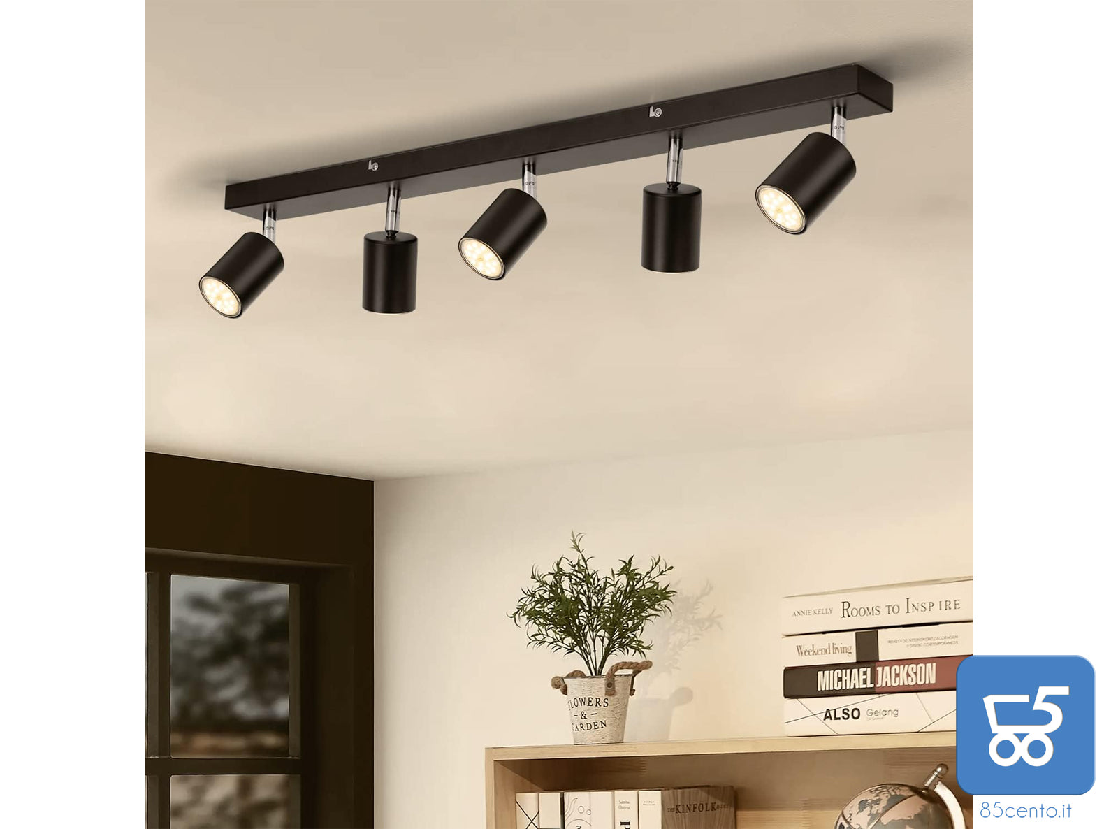 Lampada da Parete e Soffitto con 5 Lampadine GU10 2700K Bianco Caldo 550LM 6W