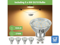 Lampada da Parete e Soffitto con 5 Lampadine GU10 2700K Bianco Caldo 550LM 6W