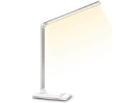 Lampada da Scrivania a LED Regolabile 5 Colori e 10 Livelli di Luminosità Lampada da Comodino e Lettura con Ricarica USB per Smartphone