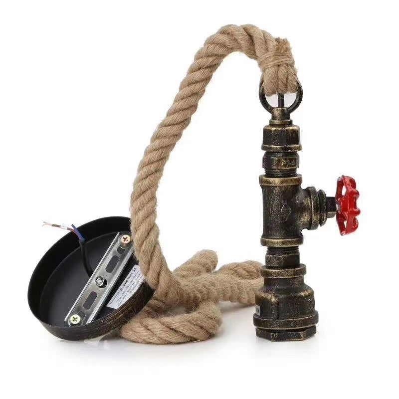Lampada da Soffito a corda di canapa e Metallo Forma del rubinetto