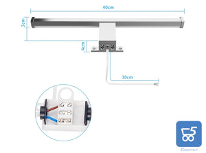 Lampada da Specchio Bagno a LED 40 cm 10W 1200lm Luce Bianca Neutra 4000K Impermeabile IP44 Applique 230V Classe II (Senza Interruttore)