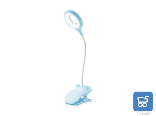 Lampada da Tavolo LED Touch Dimmerabile Flessibile con Morsetto Portapenne Ricaricabile USB 4800 mAh - Colore Azzurro