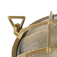 Lampada da esterno rotonda Bulkhead - Ottone massiccio e vetro rigato