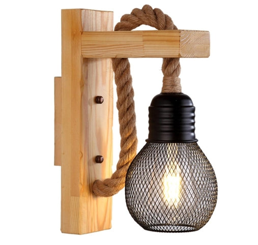 Lampada da parete Applique a corda di canapa e Metallo MS12-1