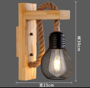 Lampada da parete Applique a corda di canapa e Metallo MS12-1