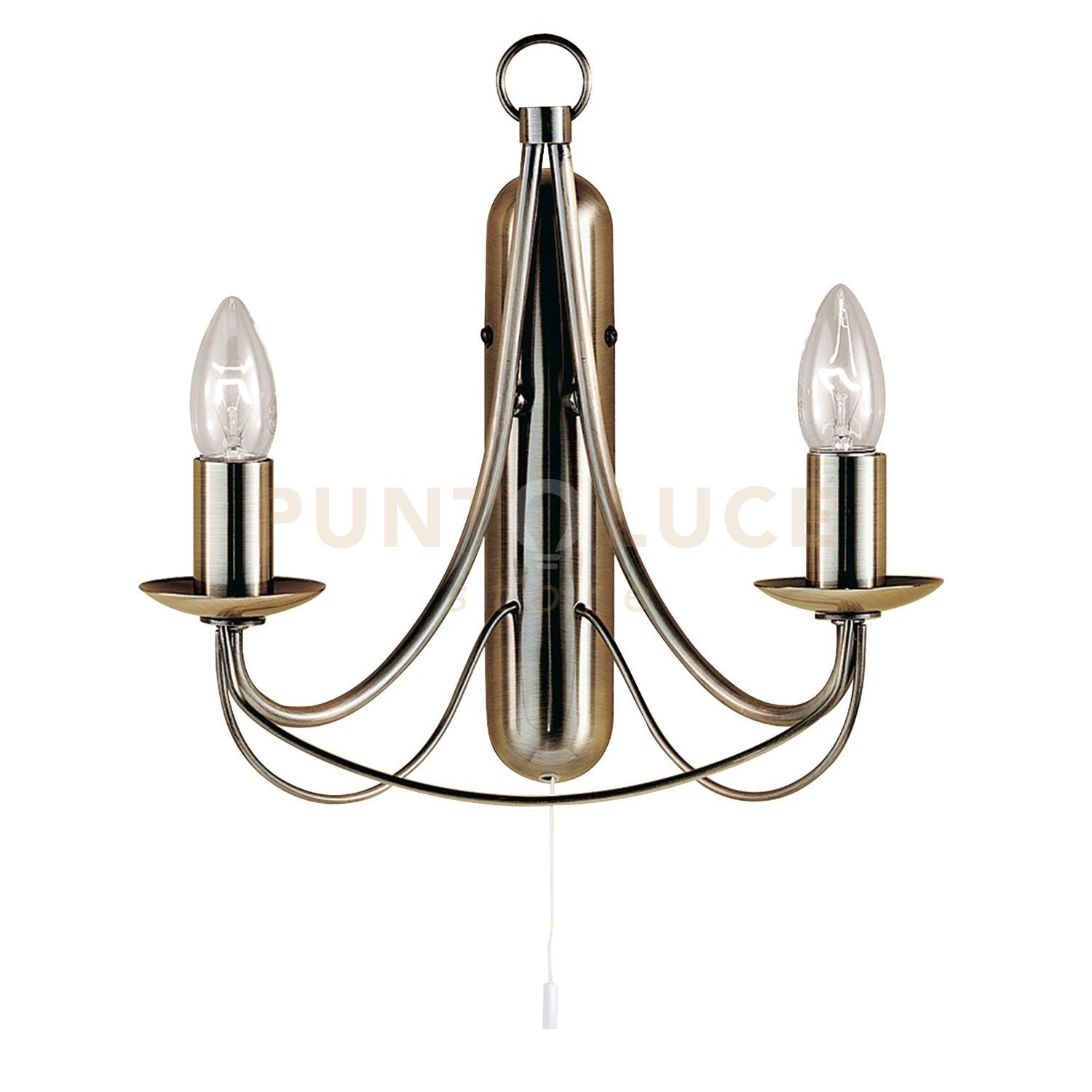 Lampada da parete Maypole 2Lt - Metallo ottone anticato