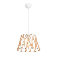 Lampada da soffitto Evren ASZ1029 in metallo bianco e paralume in corda iuta