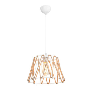 Lampada da soffitto Evren ASZ1029 in metallo bianco e paralume in corda iuta