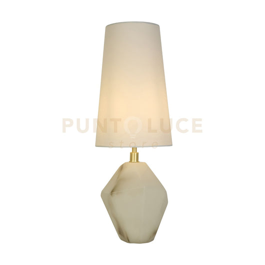 Lampada da tavolo Apex 1Lt, metallo ottone satinato, paralume bianco
