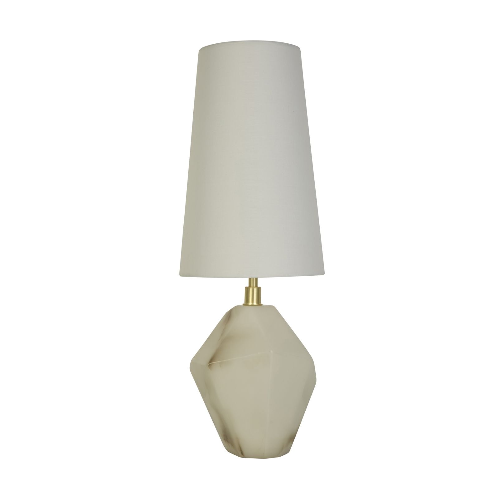 Lampada da tavolo Apex 1Lt, metallo ottone satinato, paralume bianco