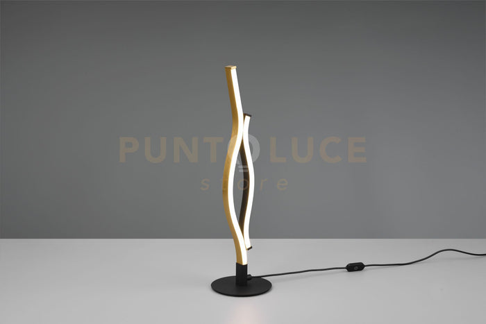 BLAZE LAMPADA DA TAVOLO LED 8W 900lm, 2300+3000+4000K ONDULATA METALLO OTTONE E NERO DIMMERABILE CON INTERRUTTORE TOUCH H. 48CM