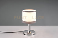 DAVOS LAMPADA DA TAVOLO METALLO CROMATO PARALUME BIANCO E GRIGIO H. 22CM 1 LUCE ATTACCO E14
