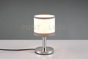 DAVOS LAMPADA DA TAVOLO METALLO CROMATO PARALUME BIANCO E GRIGIO H. 22CM 1 LUCE ATTACCO E14