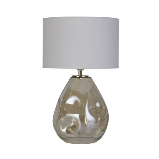Lampada da tavolo Devon 1Lt, vetro punzonato champagne con bianco sporco